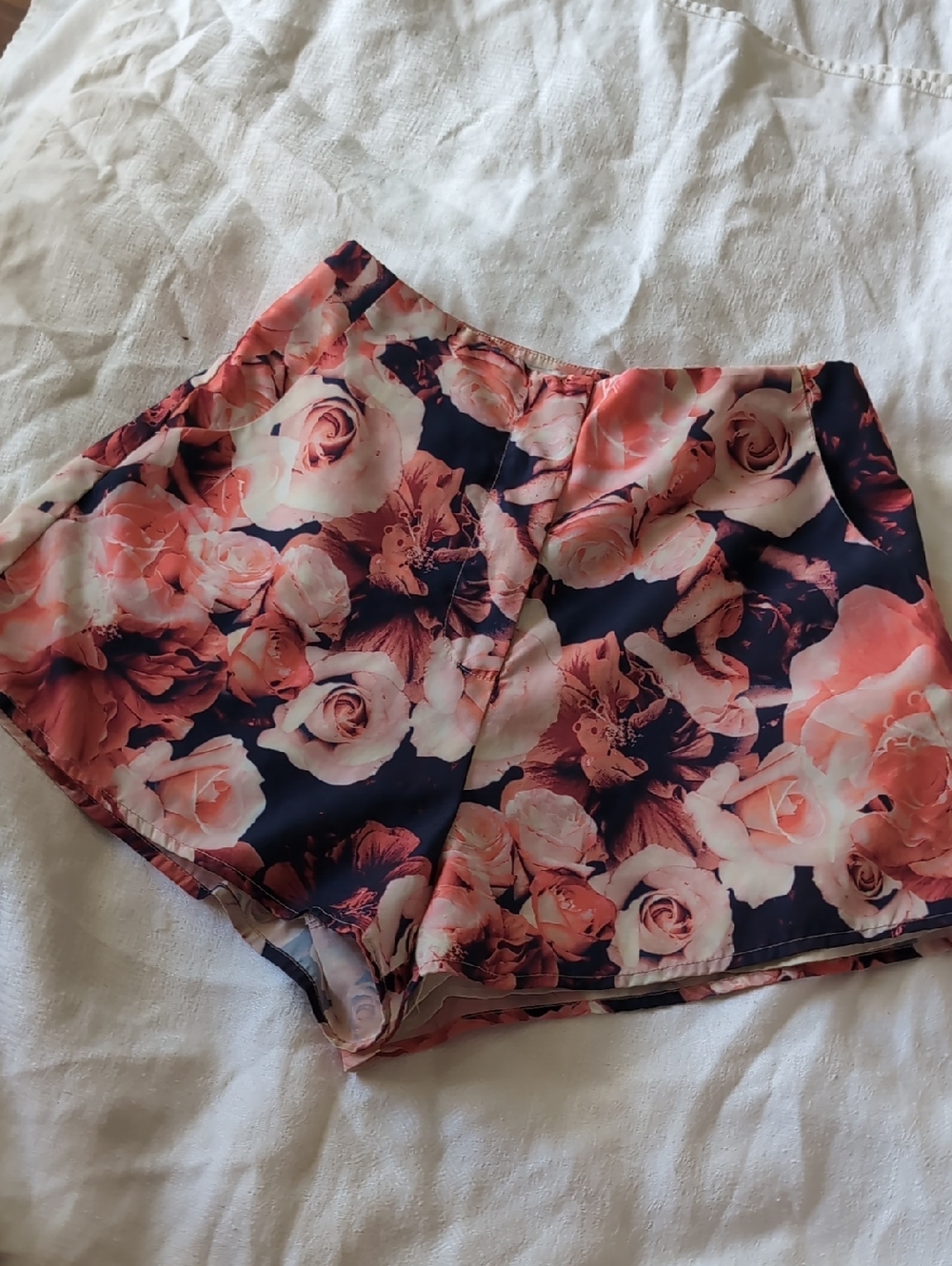 Finders Keepers Pink Rose Floral High-Waist Shorts